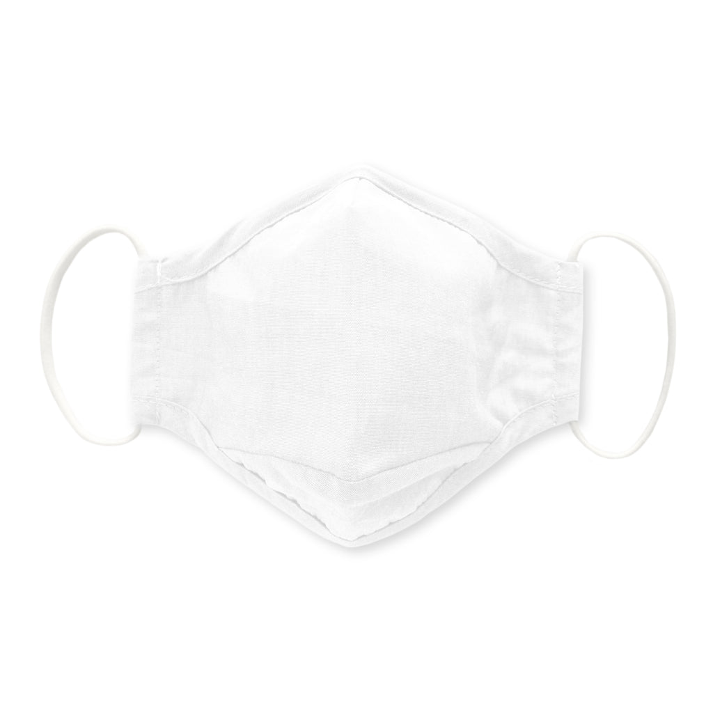 Adult Cloth Face Mask, 3-Layer Cotton Chambray, White, 10 Pack