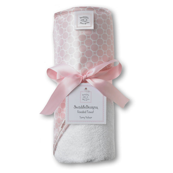 Terry Velour Hooded Towel - Mini Mod Circles