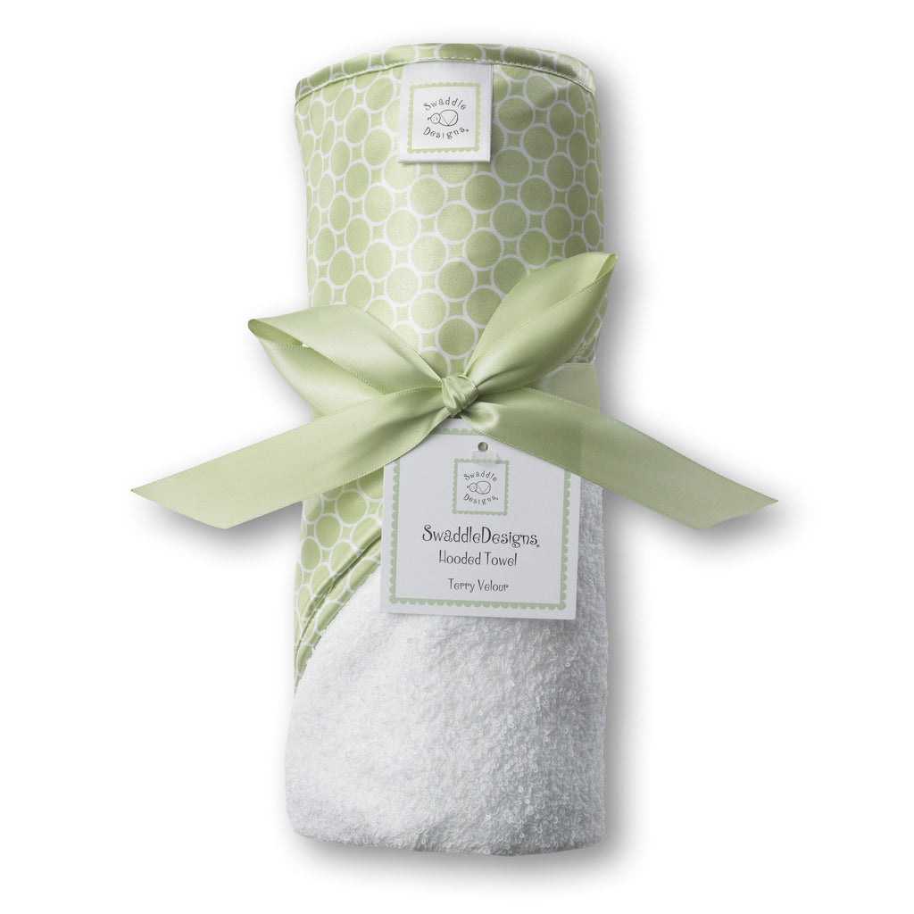 Terry Velour Hooded Towel - Mini Mod Circles
