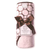 Terry Velour Hooded Towel - Brown Mod Circles, Pastel Pink