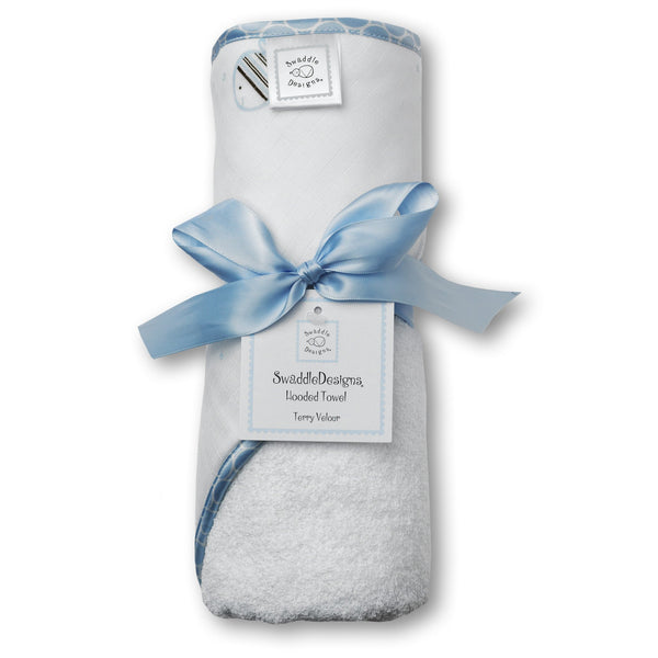Terry Velour Hooded Towel - Striped Fish