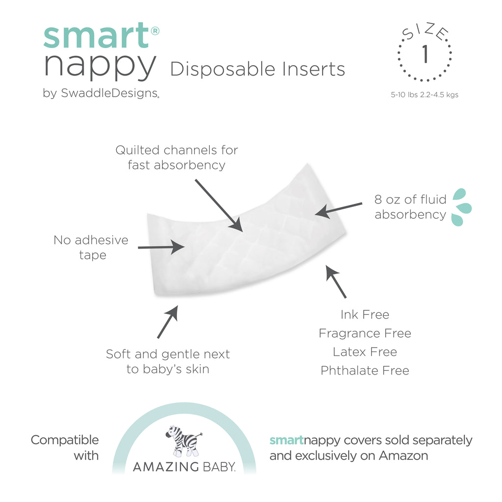 SmartNappy Disposable Inserts for Hybrid Cloth Diaper Cover, 3 boxes - Value Pack