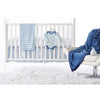 Crib Skirt - Jewel Tone Stripes - Blue, Gray, & True Blue