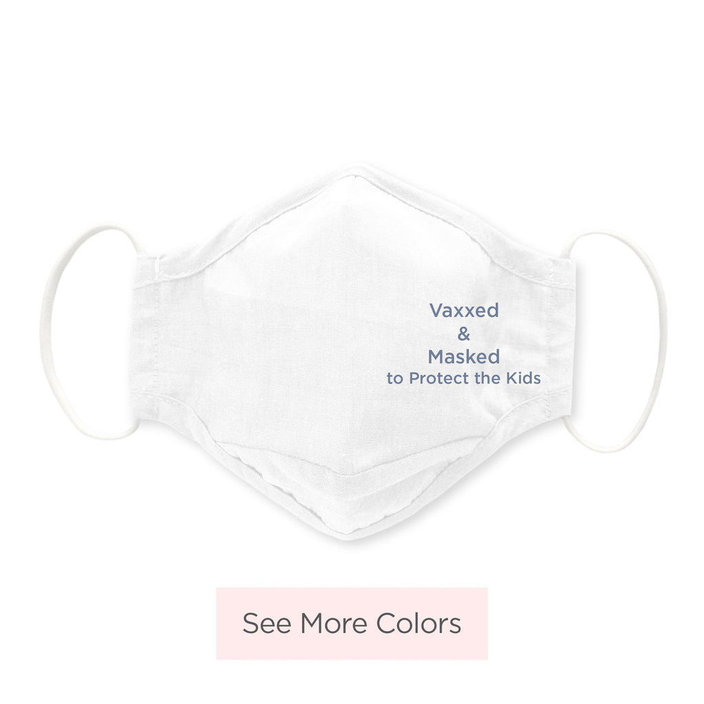 3-Layer Woven Cotton Chambray Face Mask, Vaxxed & Masked to Protect the Kids