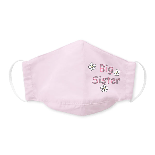 Kids Face Mask, 3-Layer Woven Cotton Chambray, Lilac, Big Sister