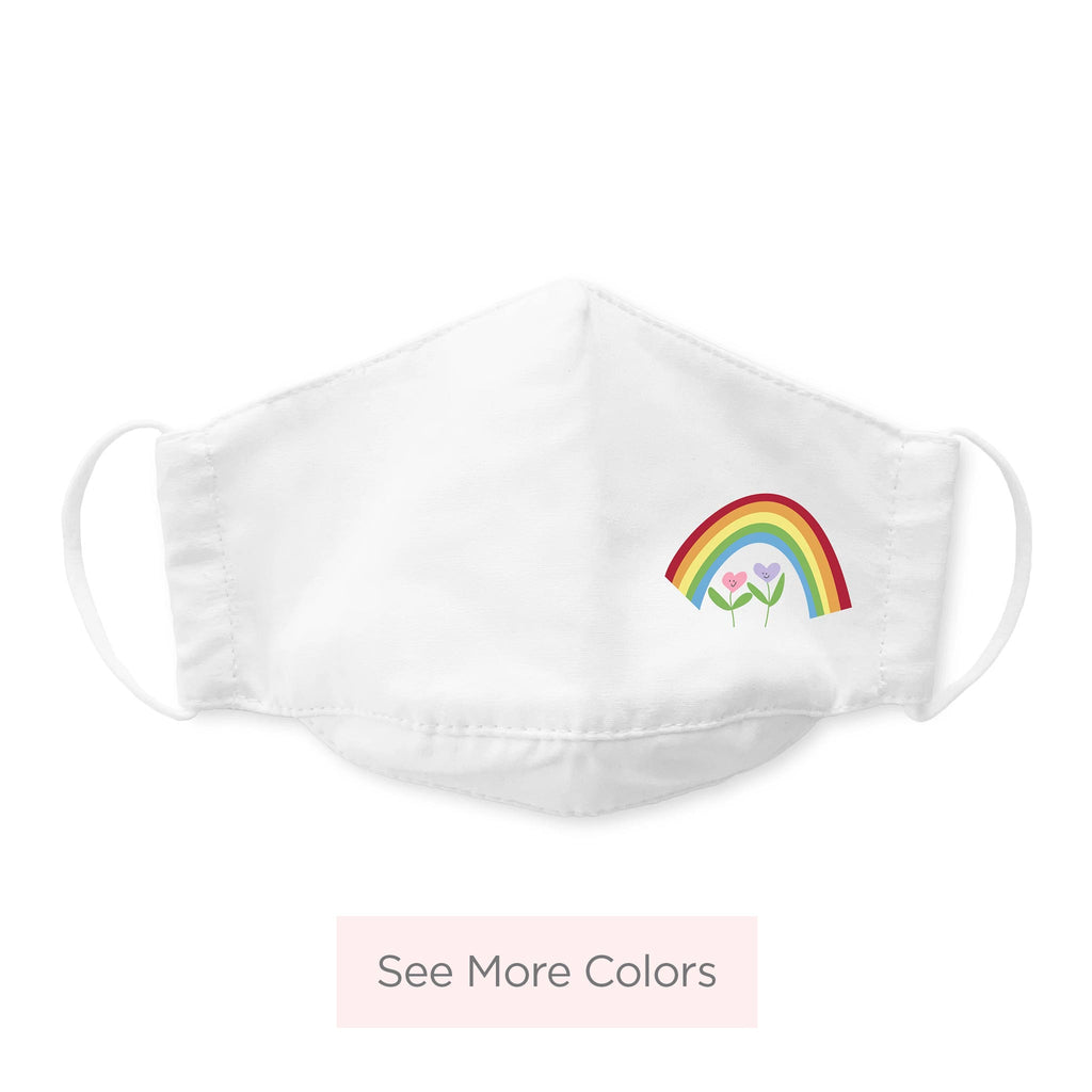 Kids Face Mask, 3-Layer Cotton Chambray, Rainbow