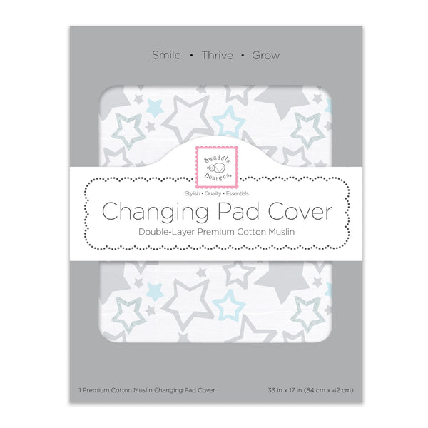 Muslin Changing Pad Cover - Sterling Starshine Shimmer