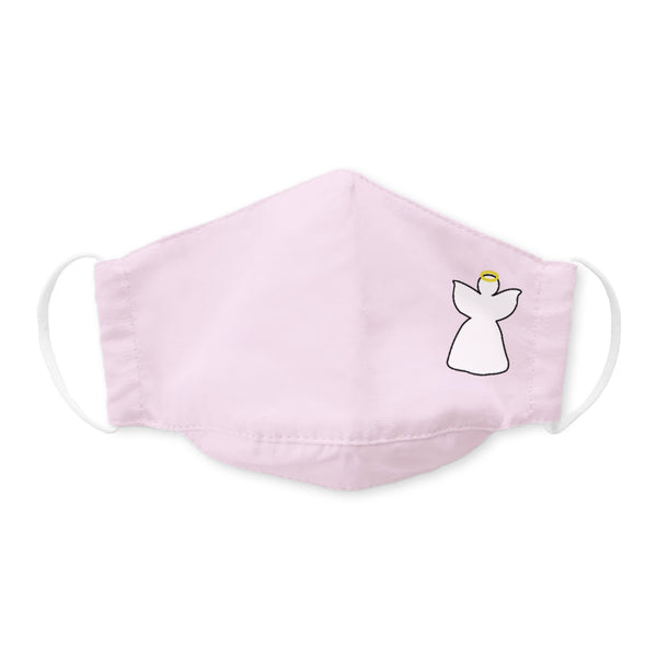 Kids Face Mask, 3-Layer Woven Cotton Chambray, Lilac, Guardian Angel