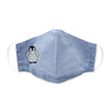 Kids Face Mask, 3-Layer Woven Cotton Chambray, Light Denim, Emperor Penguin Chick