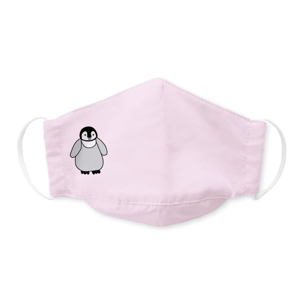 Kids Face Mask, 3-Layer Cotton Chambray, Lilac, Emperor Penguin Chick