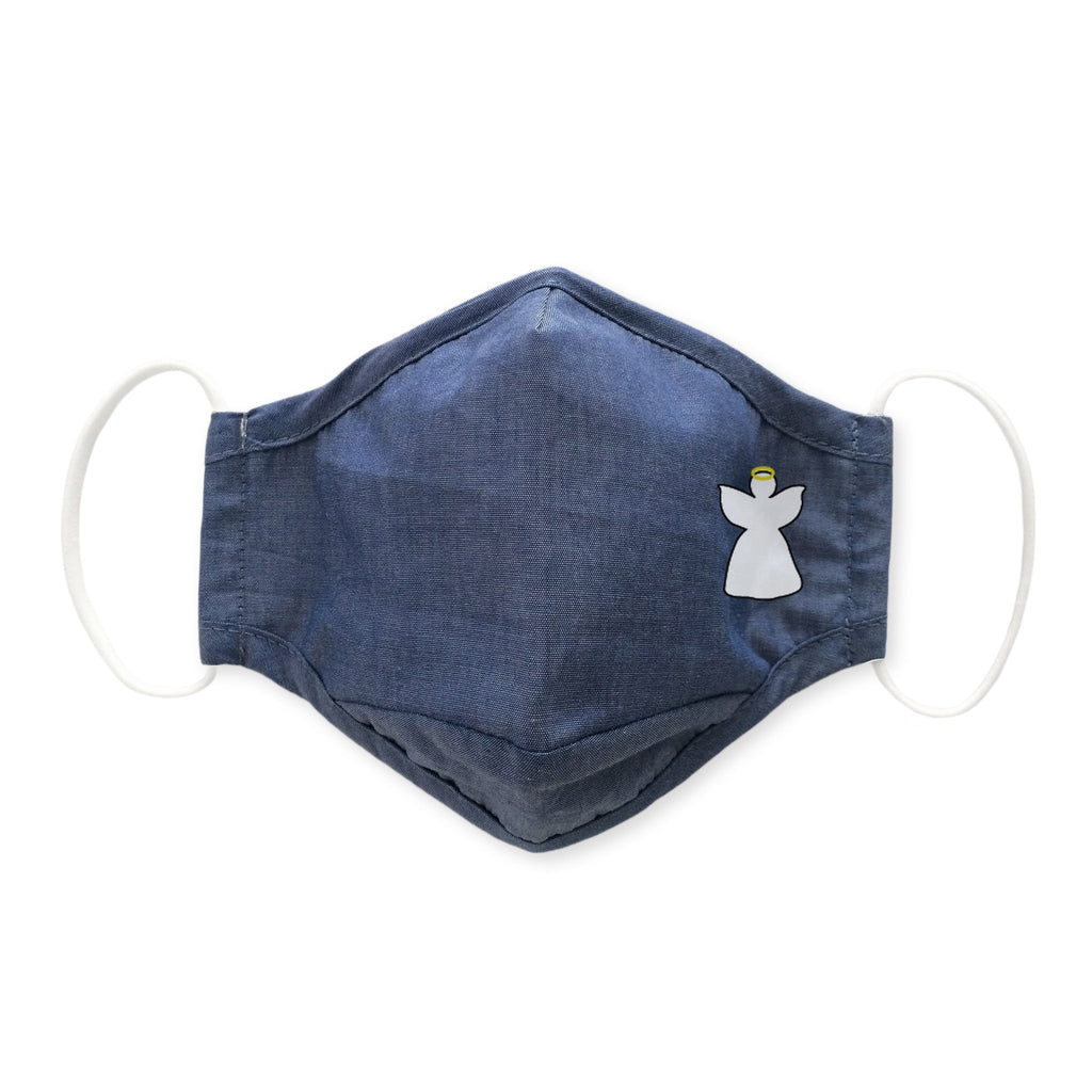 Adult 3-Layer Woven Cotton Chambray Face Mask, Denim - Guardian Angel