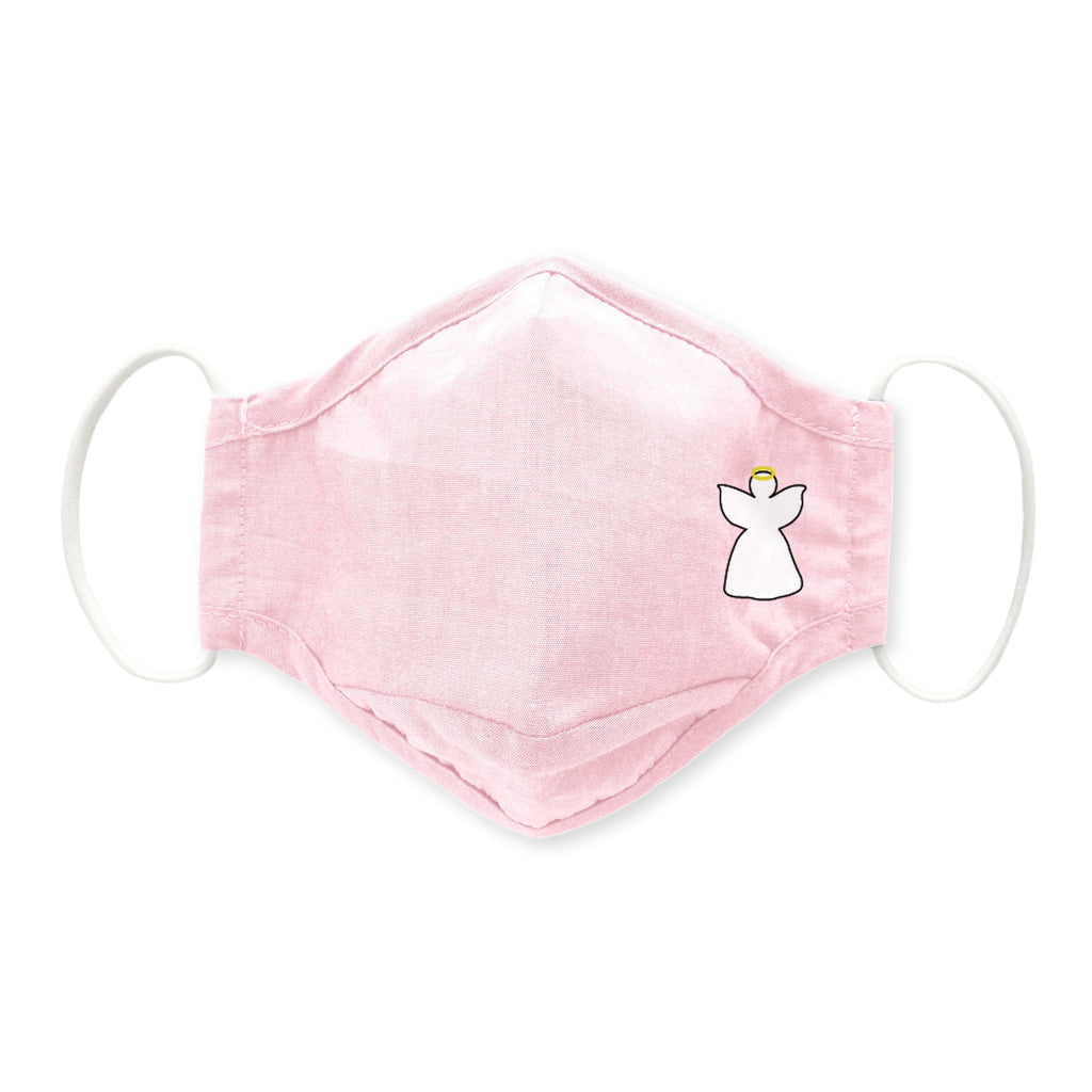 Adult 3-Layer Woven Cotton Chambray Face Mask, Pink, Guardian Angel