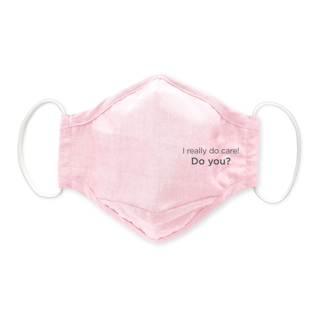 3-Layer Woven Cotton Chambray Face Mask, I Really Do Care, Pink