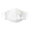 Kids Face Mask, 3-Layer Cotton Chambray, White, Tulips