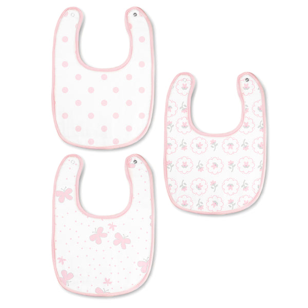 Muslin Baby Bibs - Classic Collection (Set of 3), Pastel Pink