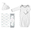 Muslin Swaddle, Pajama Gown and Hat Gift Set - Fox, XOXO, Sterling, Newborn