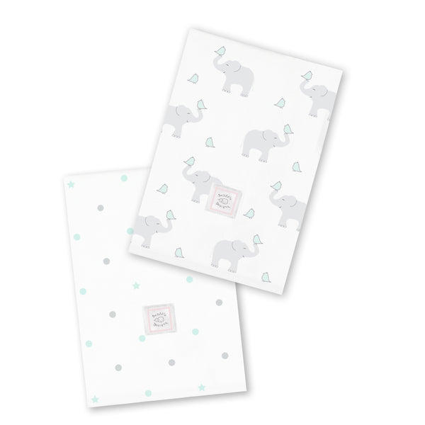 Baby Burpies - Elephant & Chickies & Dottie Stars, Pastel SeaCrystal & Sterling