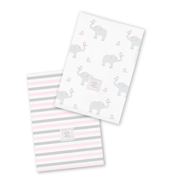 Baby Burpies - Simple Stripes & Elephant & Chickies, Pastel Pink & Sterling
