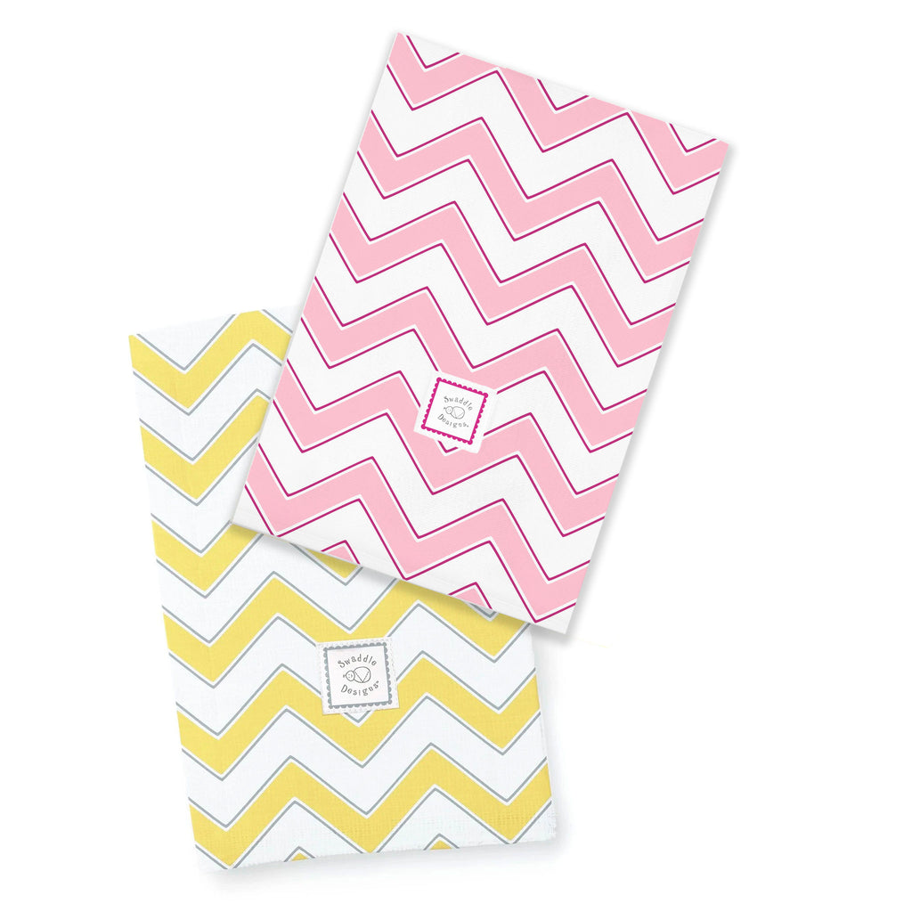 Baby Burpies Set - Chevron - Pink and Yellow