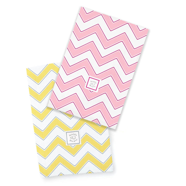 Baby Burpies Set - Chevron - Pink and Yellow