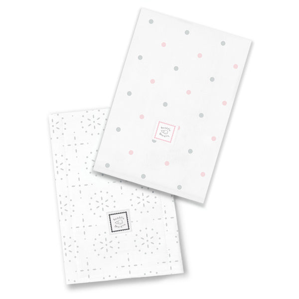 Baby Burpies Set - Pastel Pink Little Dots and Sterling Sparklers