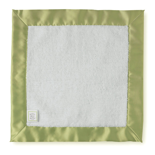 Cozy Baby Lovie - White Fuzzy with Kiwi Trim