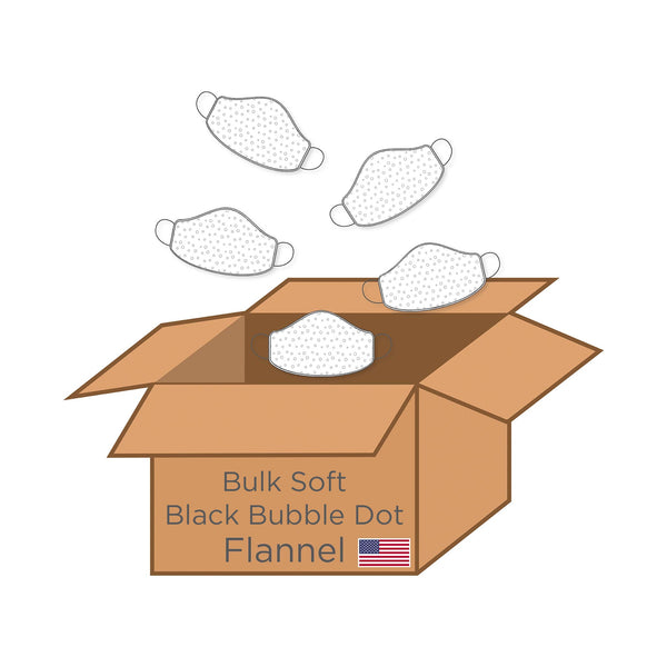 2-Layer Woven Soft Brushed Cotton Facemask, Cloth Face Mask - Bulk Soft Black Bubble Dots