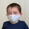 Kids Face Mask, 2-Layer Woven Cotton Flannel, White - Bunnie, Child Size, Made in USA