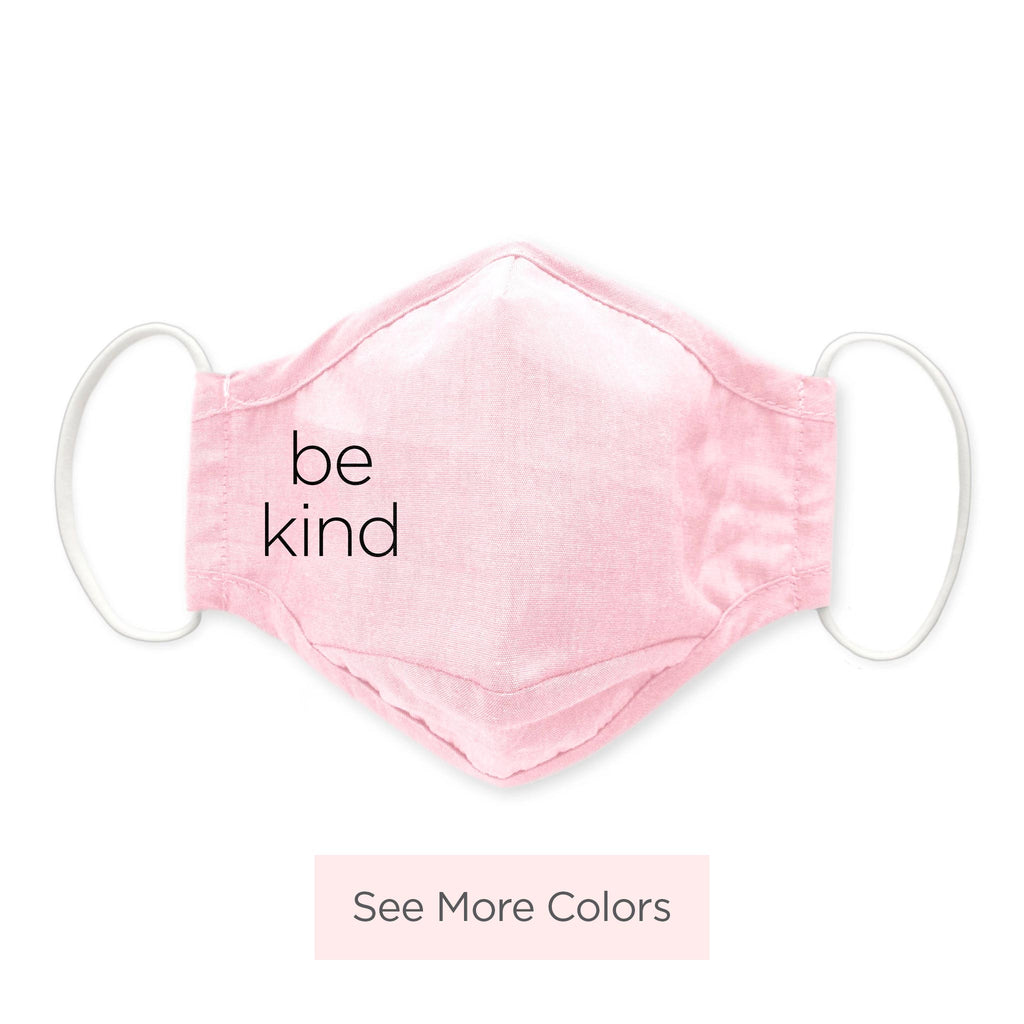 3-Layer Woven Cotton Chambray Face Mask, Pink - Be Kind