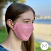 3-Layer Woven Cotton Chambray Face Mask, Pink, Thanks for Masking