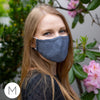 3-Layer Woven Cotton Chambray Face Mask, Denim - Vote