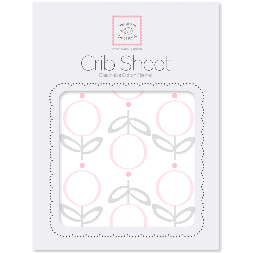 Flannel Fitted Crib Sheet - Geo Floral, Pink