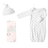 Marquisette Swaddle, Gown and Hat Gift Set - Tiny Arrows & Pink Rings