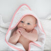 Muslin + Terry Hooded Towel and Washcloth Set - Tiny Triangles, Pink