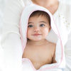 Terry Velour Hooded Towel - Mini Mod Circles Trim, Pastel Pink
