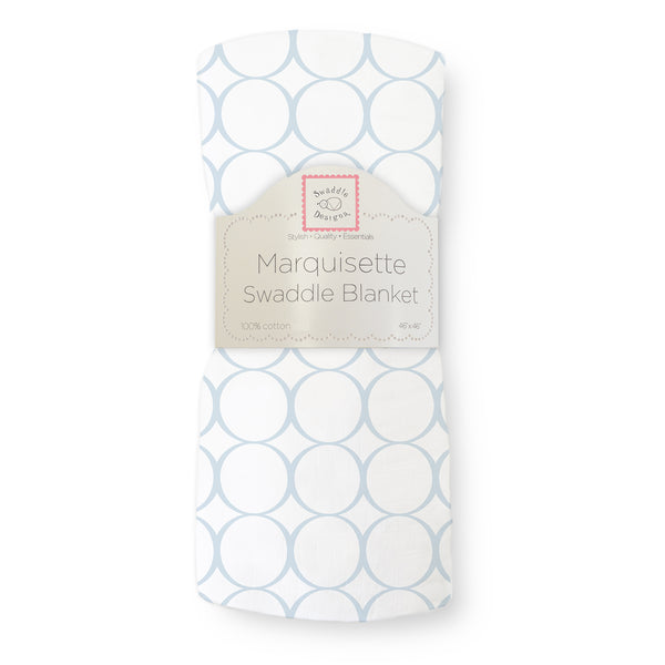 Marquisette Swaddle Blanket - Mod Circles on White, Blue