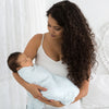 Marquisette Swaddle Blanket - Bubble Dots, Soft Black Pearl on Soft Blue