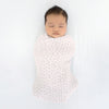 Marquisette Swaddle Blanket - Bubble Dots, Soft Black Pearl on Soft Pink