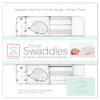 Muslin Swaddle Blankets - Hedgehogs & Stripes, Soft Black, Grays, Touch of Silver Shimmer (Set of 4)