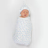 Muslin Swaddle Single - Tiny Triangles Shimmer - Blues with a Touch of Silver Shimmer