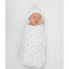 Cotton Knit Hat - Tiny Triangles Shimmer, Sterling