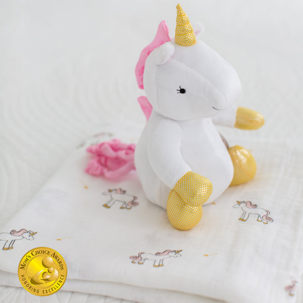 Muslin Swaddle and Plush Toy Set - Unicorn
