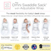 Omni Swaddle Sack with Wrap -  Arms Up Sleeves & Mitten Cuffs, Tiny Hedgehogs, Soft Black