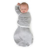 Omni Swaddle Sack with Wrap -  Arms Up Sleeves & Mitten Cuffs, Heathered Gray with Polka Dot Trim, Eat, Sleep, Be Cute, Repeat