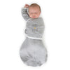 Omni Swaddle Sack with Wrap -  Arms Up Sleeves & Mitten Cuffs, Heathered Gray with Polka Dot Trim, Hello World