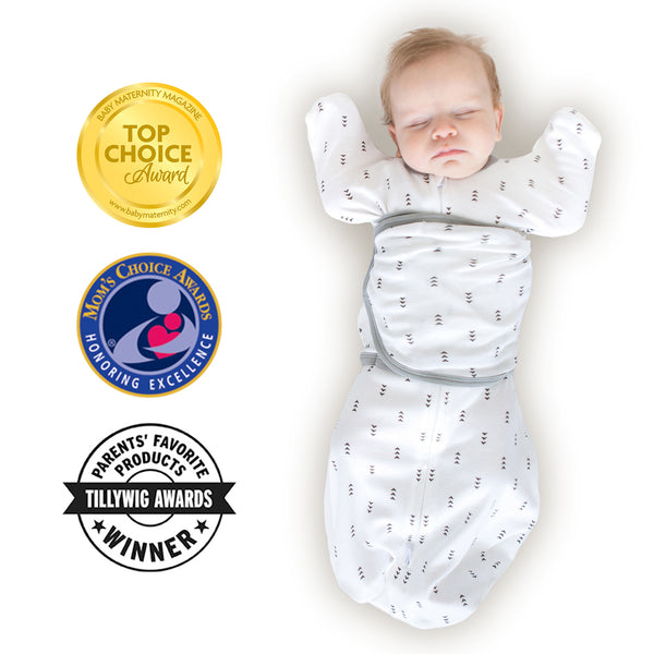 Omni Swaddle Sack with Wrap - Arms Up Sleeves & Mitten Cuffs, Tiny Arrows, Soft Black