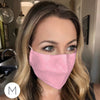 3-Layer Woven Cotton Chambray Face Mask, Pink, Thanks for Masking