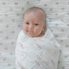 Muslin Swaddle, Pajama Gown and Hat Gift Set - Bunnie, Pastel Pink, Newborn