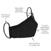 Adult Cloth Face Mask, 3-Layer Cotton Chambray, Black, 100 Pack