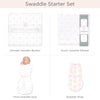 SwaddleDesigns Starter Set - Ultimate, Muslin Swaddle, Swaddle Wrap, and Bella Omni Newborn Gift Set, Pink